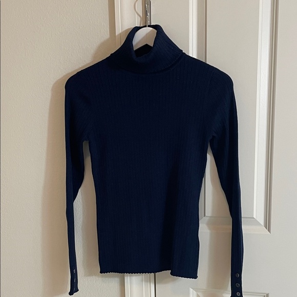 NWT J. McLaughlin Arlette “Sparkle” Navy Turtleneck Sweater - Picture 1 of 3